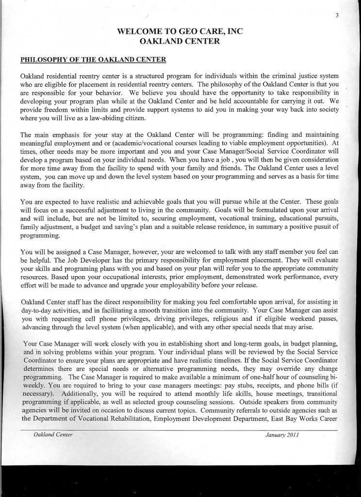 Oakland Halfway House Resident Moving Forward